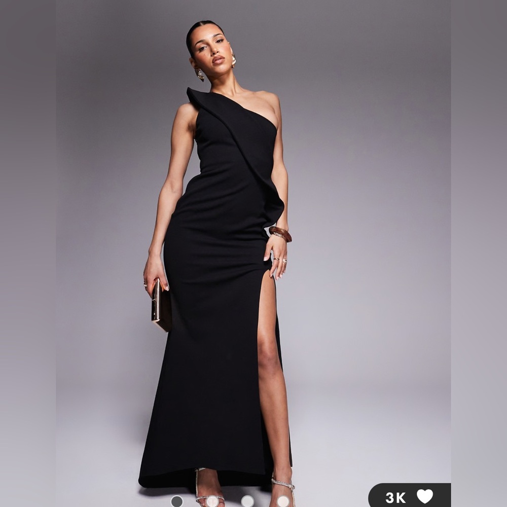 Black Tie One-Shoulder Evening Dress